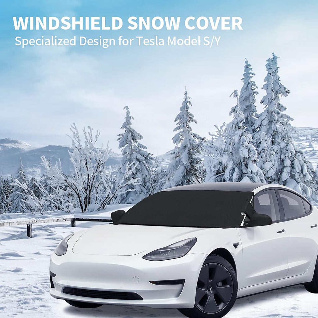 Tesla Model S, Y Front Windshield & Side Mirror Snow, Ice, Sun Cover Sunshade, 2012-2024