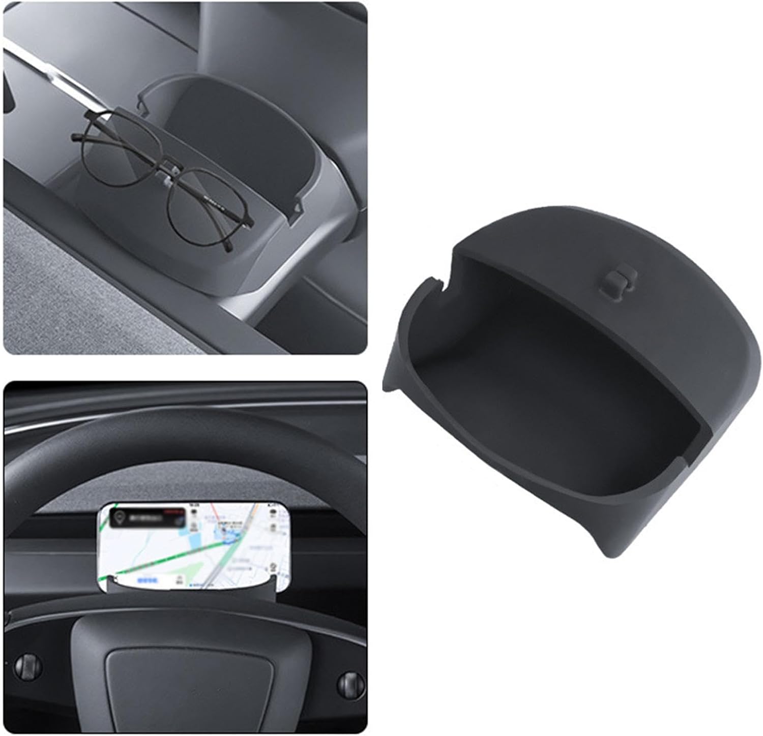 Tesla Model 3 Highland Steering Wheel Cell Phone Holder Storage Case, 2024-2025
