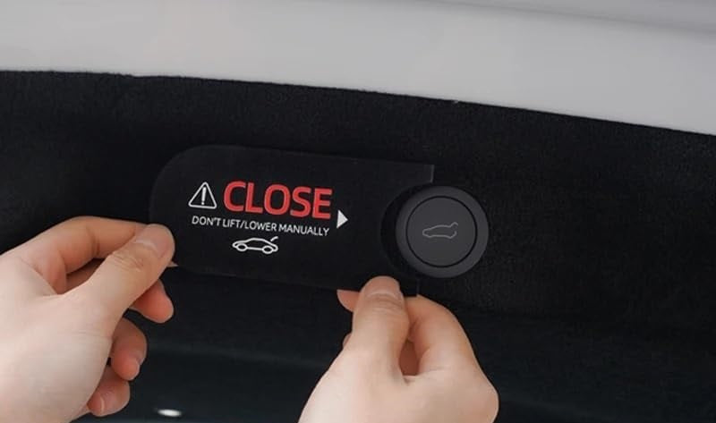 Tesla Model 3 Highland, Model Y Juniper Tailgate, Liftgate Trunk Warning, Close Reminder Sticker