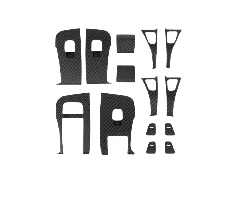 Tesla Model 3, Y Door Lock Window Switch Cover Kit, Matte Carbon Fiber