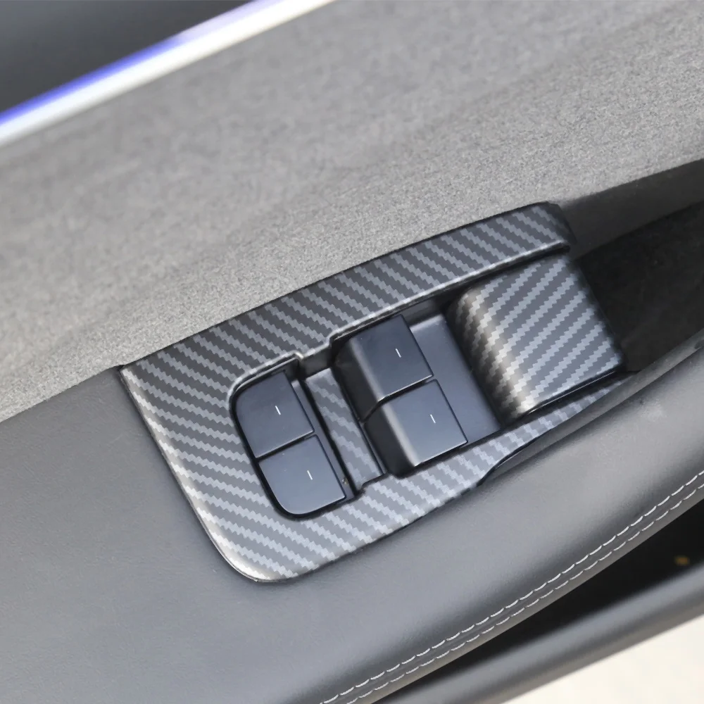 Tesla Model 3 Highland Door Lock Window Switch Cover Kit, Matte Carbon Fiber, 2024-2026