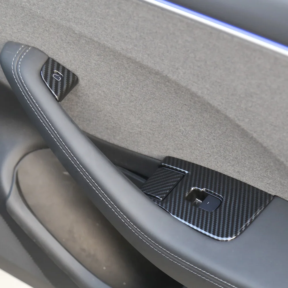 Tesla Model 3 Highland Door Lock Window Switch Cover Kit, Matte Carbon Fiber, 2024-2026