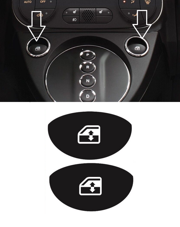 Fiat 500E Power Window Switch Indicator Worn Peeling Button Repair Decal Kit