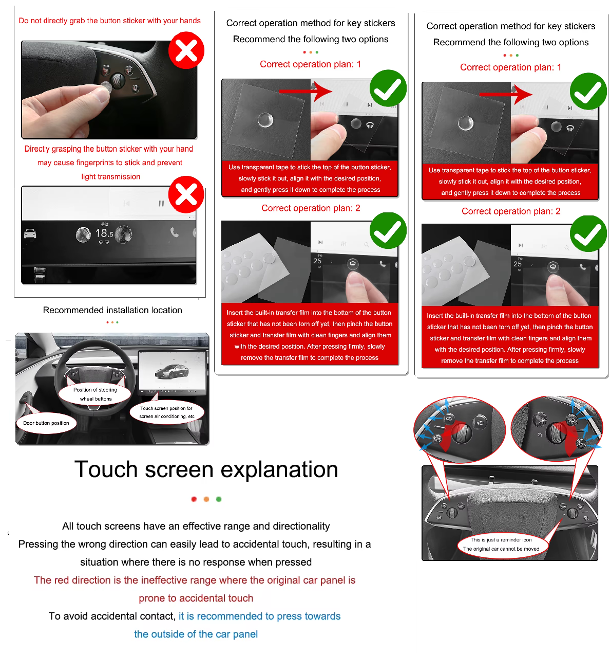 Tesla Model 3 Highland, Model Y Juniper, X, S Steering Wheel, Screen, Clear Protective Buttons