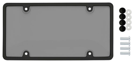 Mustang Mach-E Smoke Gray Tinted Bubble Shield License Plate Cover with License Frame