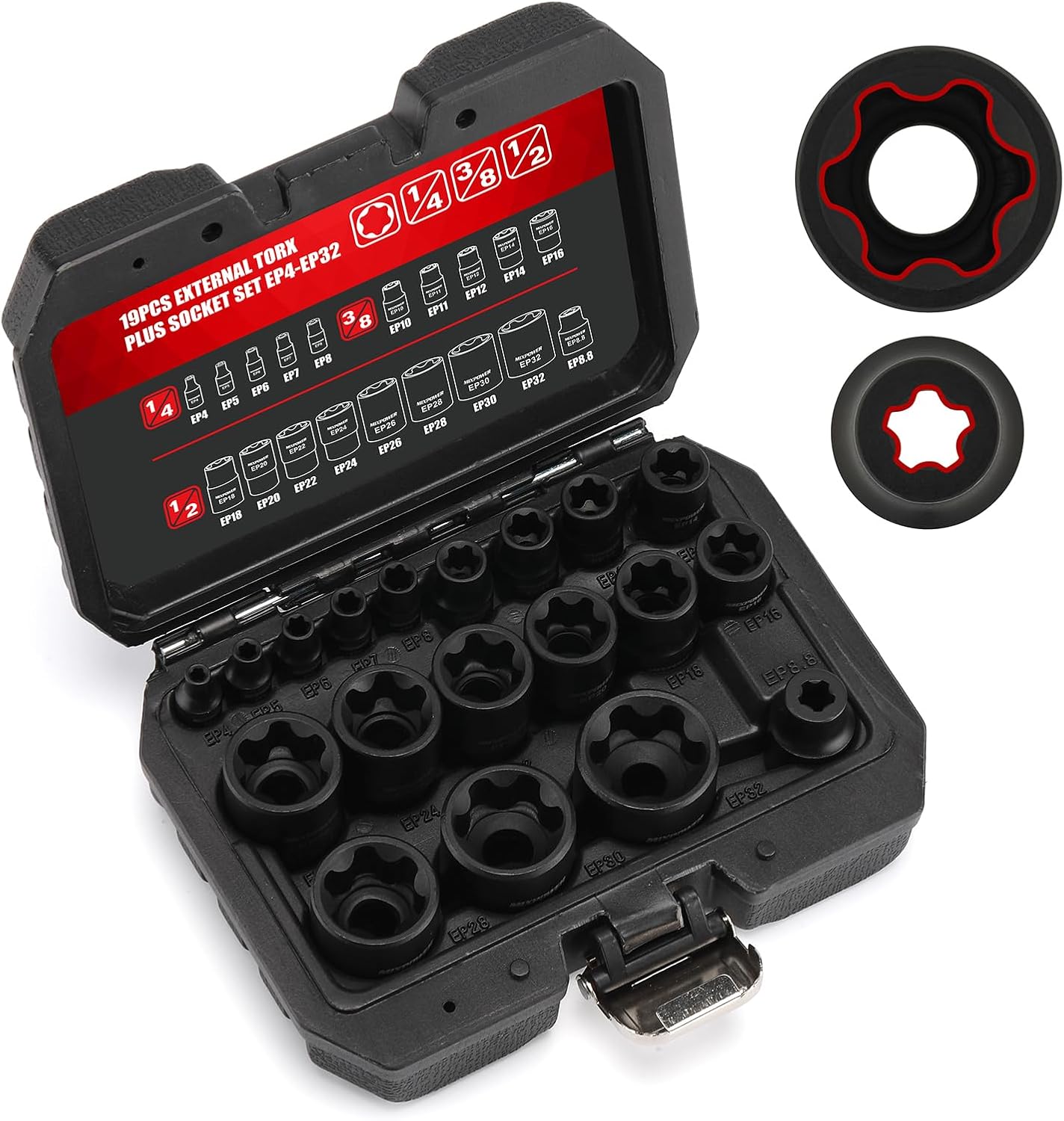Tesla Model 3, S, X, Y, Cybertruck, 19PC External Torx Socket Set 6 Point EP Tool Set
