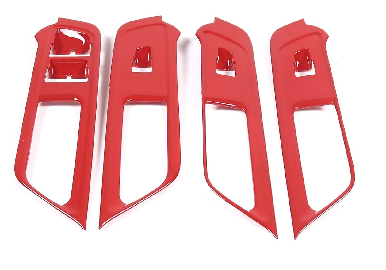 Door Switch Cover Trim Panels, 4-Piece Set, Red, for Rivian R1T, R1S