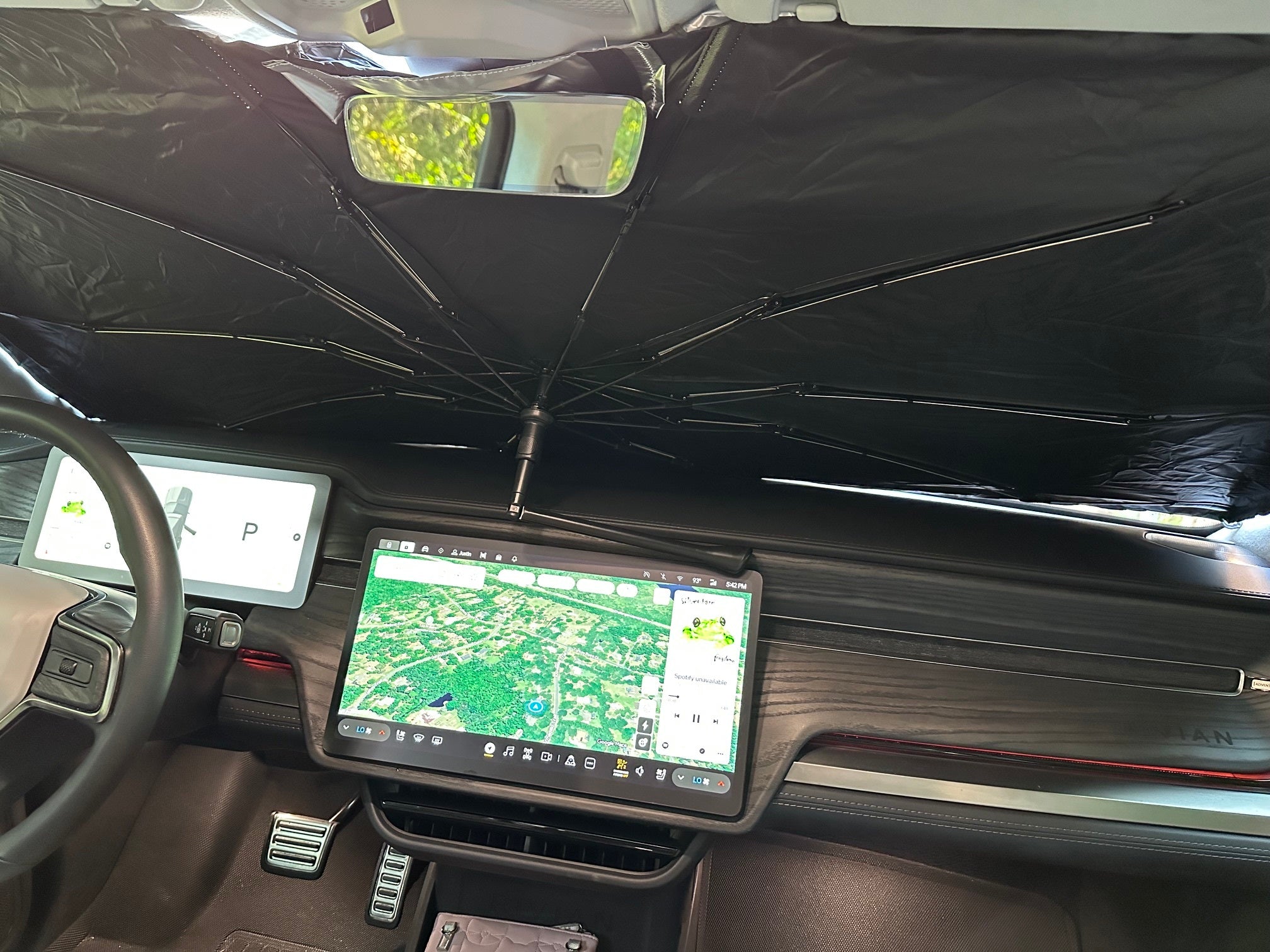 Front Windshield Sunshade Umbrella Style for Rivian R1T, R1S