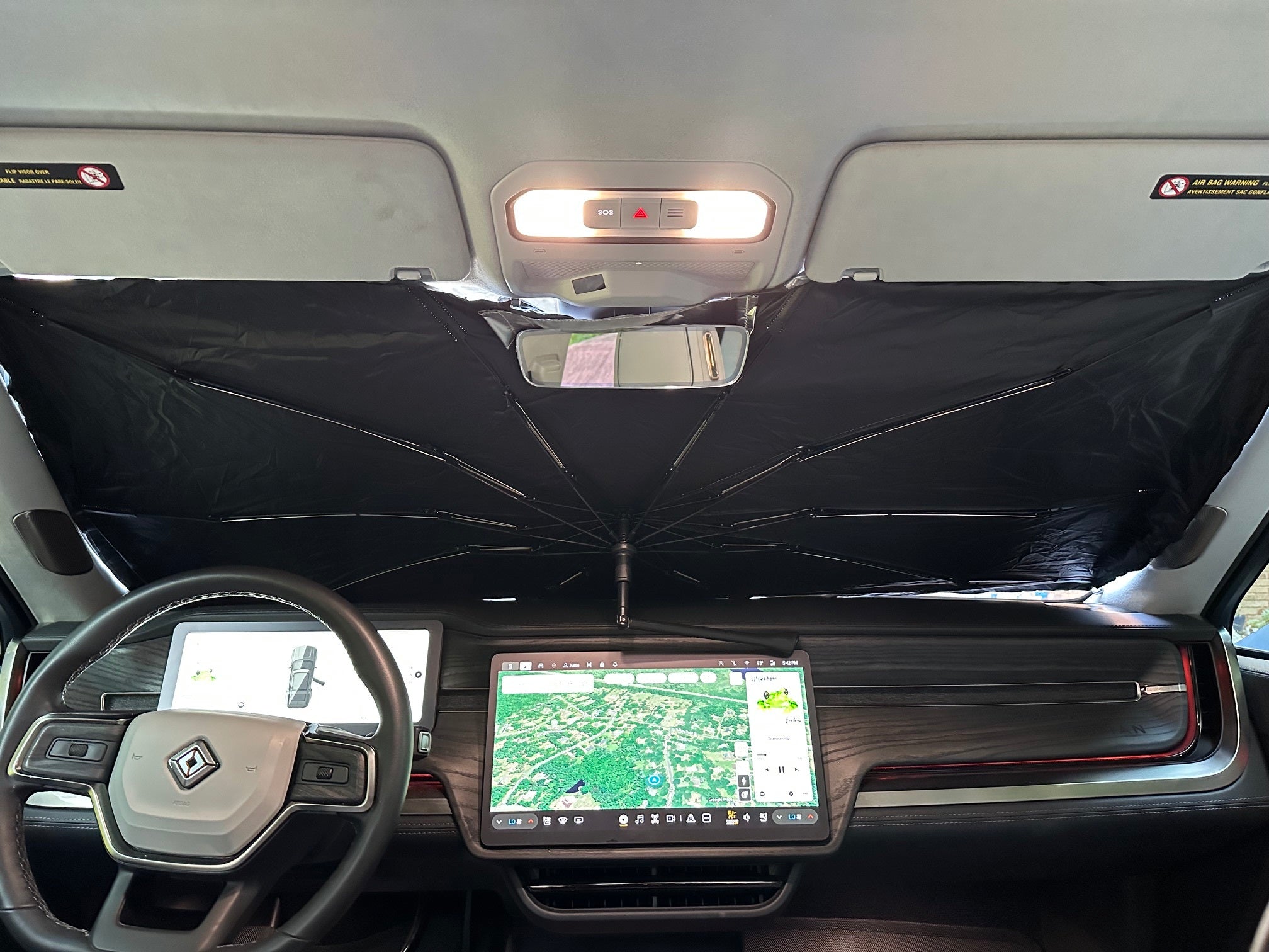 Front Windshield Sunshade Umbrella Style for Rivian R1T, R1S