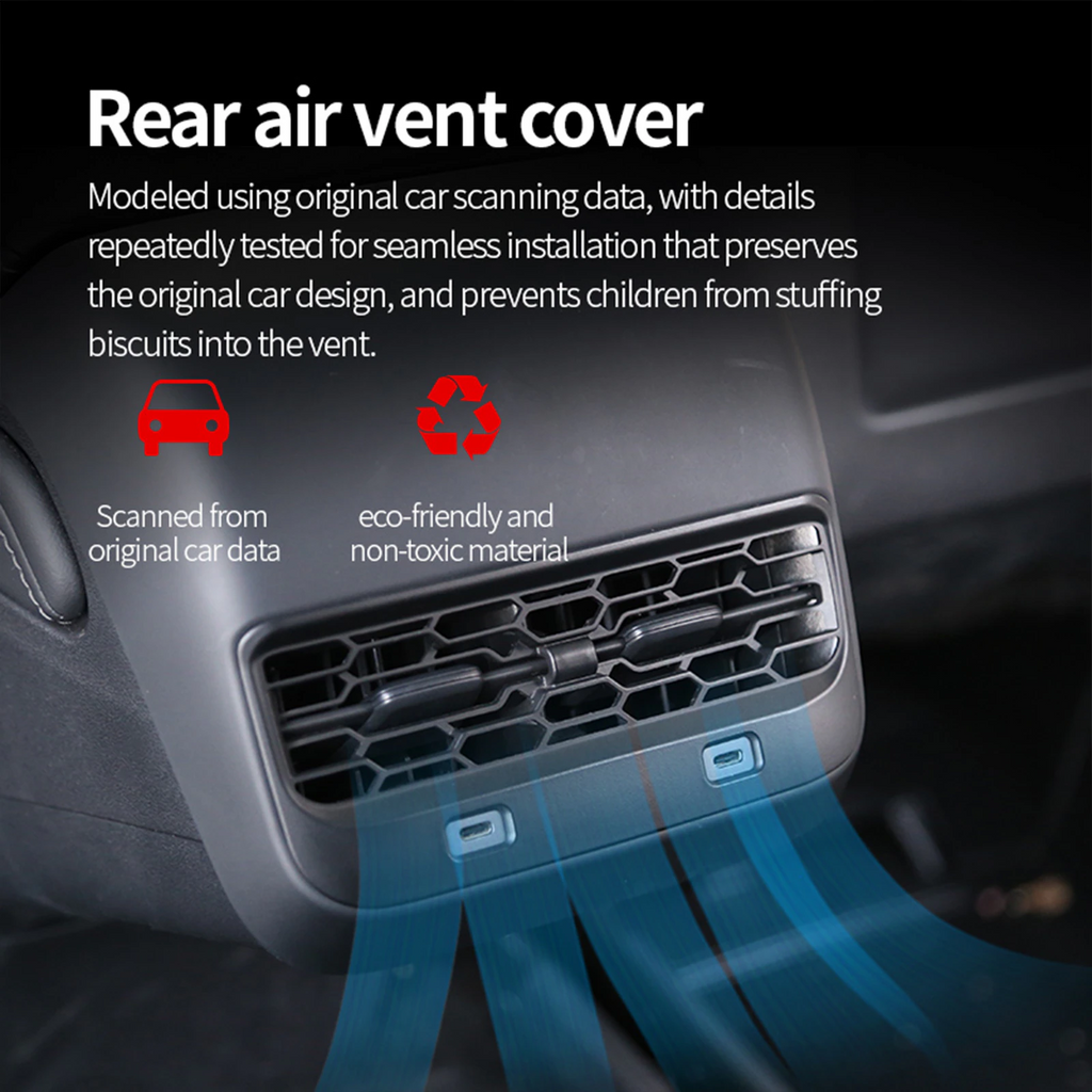 Tesla Model 3, Y Rear A/C Vent Protector Trim Cover, 2017-2023