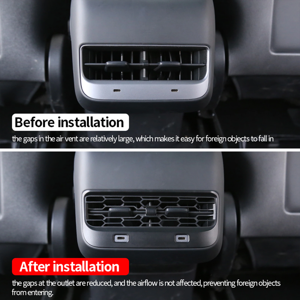 Tesla Model 3, Y Rear A/C Vent Protector Trim Cover, 2017-2023