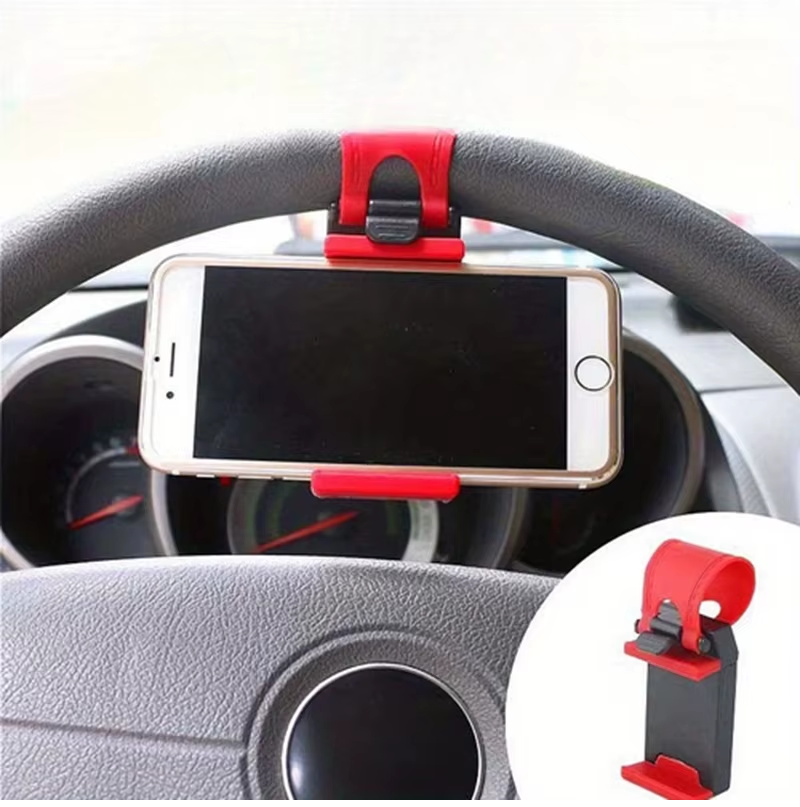 Car Steering Wheel Phone Mount, Black/Red