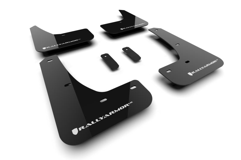 Tesla Model 3 Mud Flap Set, Rally Armor, Black, W/ White Logo, 2024-2026 Highland