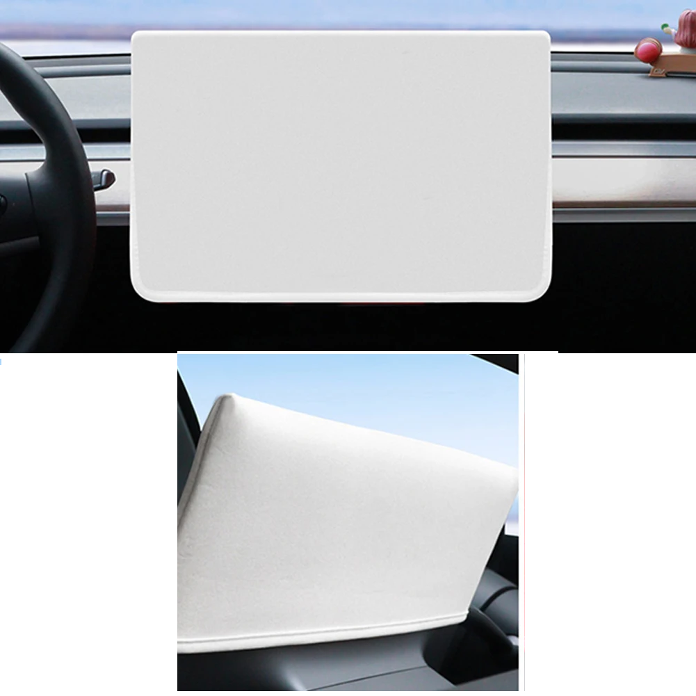 Tesla Model 3, Y Center Screen Slip On Sunshade Center Screen Protector, White