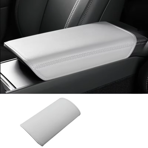 Tesla Model 3 Highland Leather Center Console Armrest Cover, White, 2024