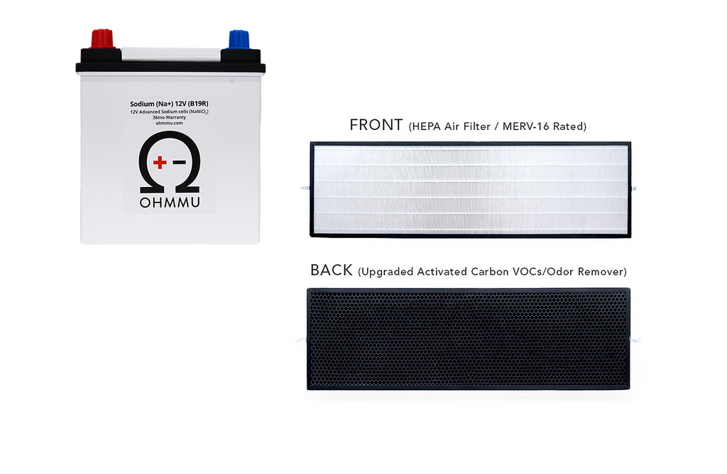 Tesla Model X 12 Volt Sodium Battery with Hepa Under Hood Cabin Filter, 2016-2021