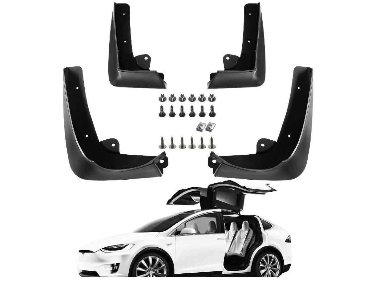 Tesla Model X Mud Flaps, No Drill, Premium Front & Rear Set, 4-Pc, 2016-2021