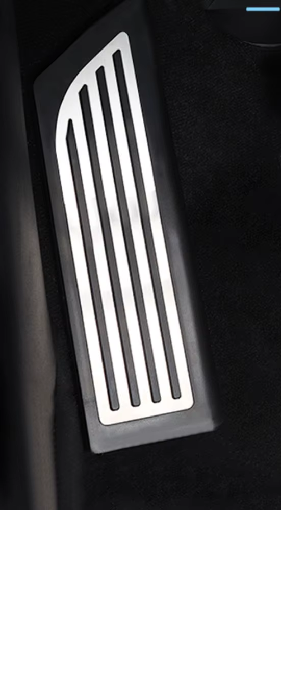 Tesla Model Y Dead Pedal, Footrest, Black with Stainless Steel Insert, 2020-2025