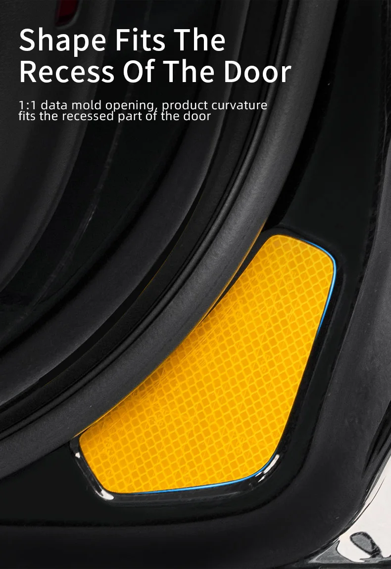 Tesla Model Y Door Reflective Warning Stickers, Yellow, 2020-2024