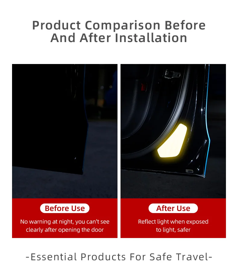 Tesla Model 3 Door Reflective Warning Stickers, Yellow, 2017-2024