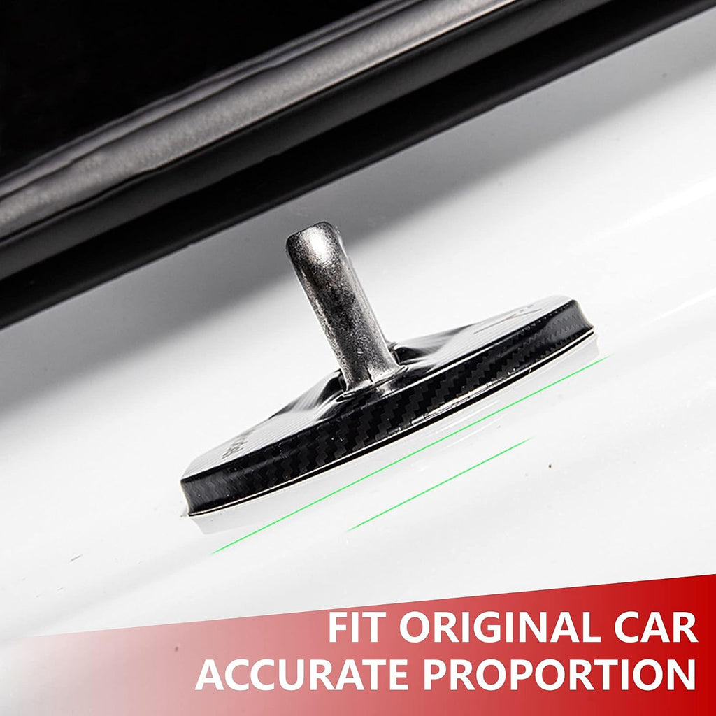 Tesla Model Y Door Latch Covers, Carbon Fiber Black Stainless Steel, 4pc Set