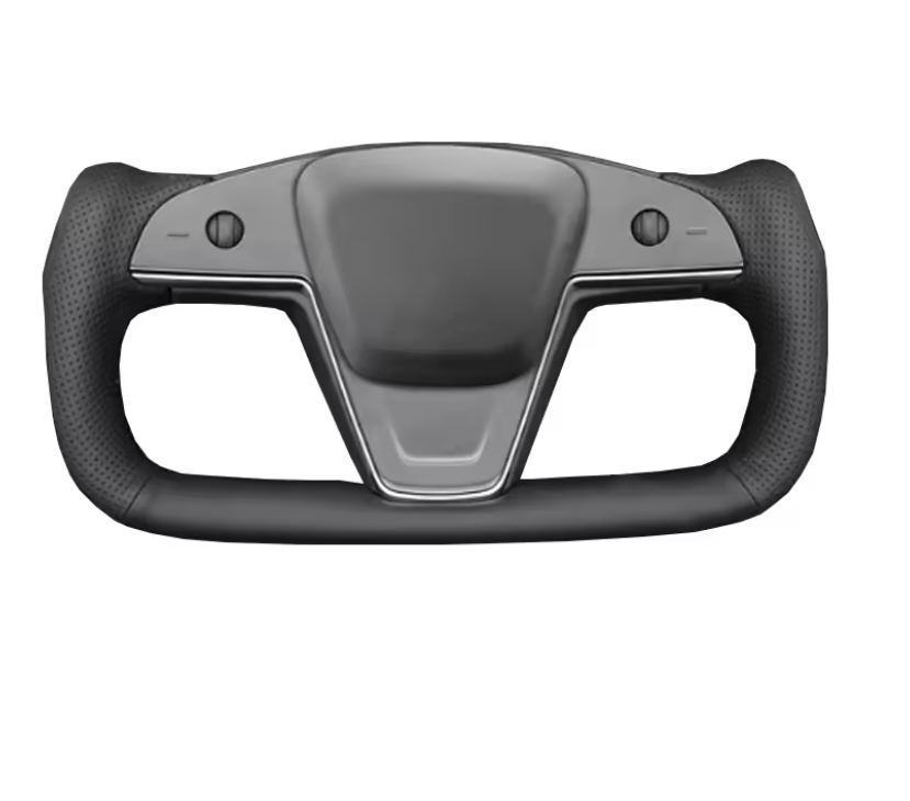 Tesla Model S, X Custom Microfiber Leather Yoke Steering Wheel Cover 2021-2023