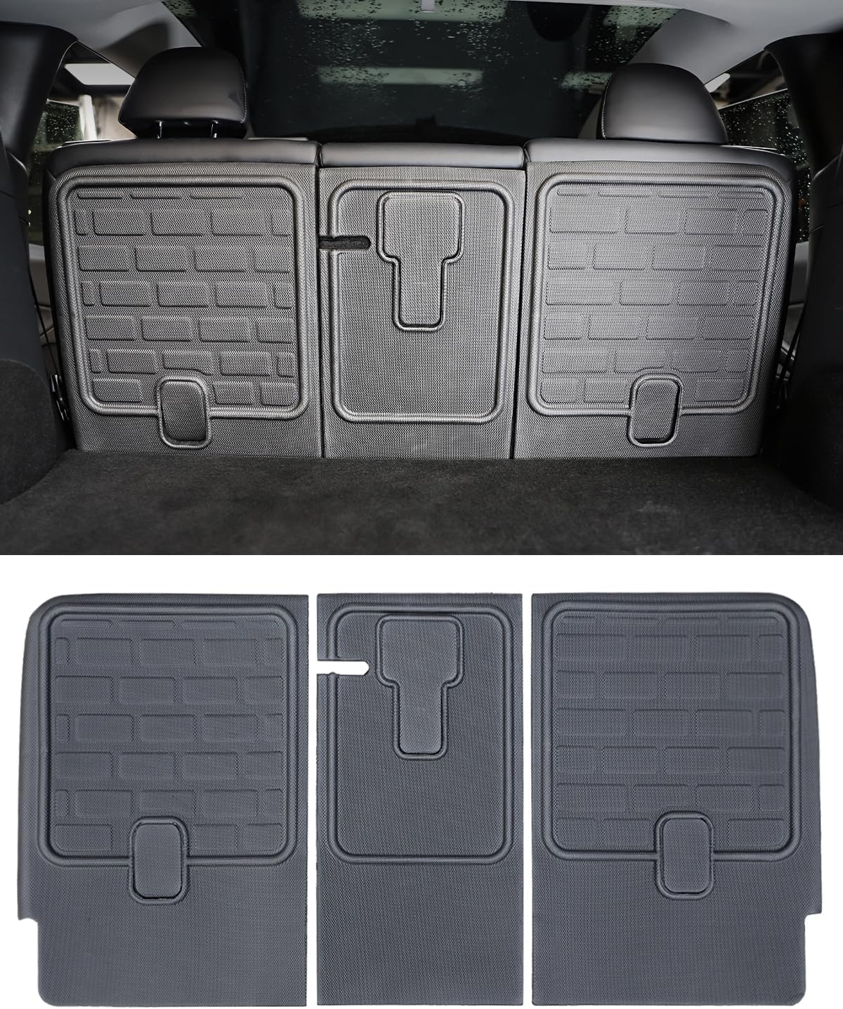 Tesla Model Y 3D Rear 2nd Row Seatback Protectors, Anti-Kick, XPE Brick Style, 2020-2024