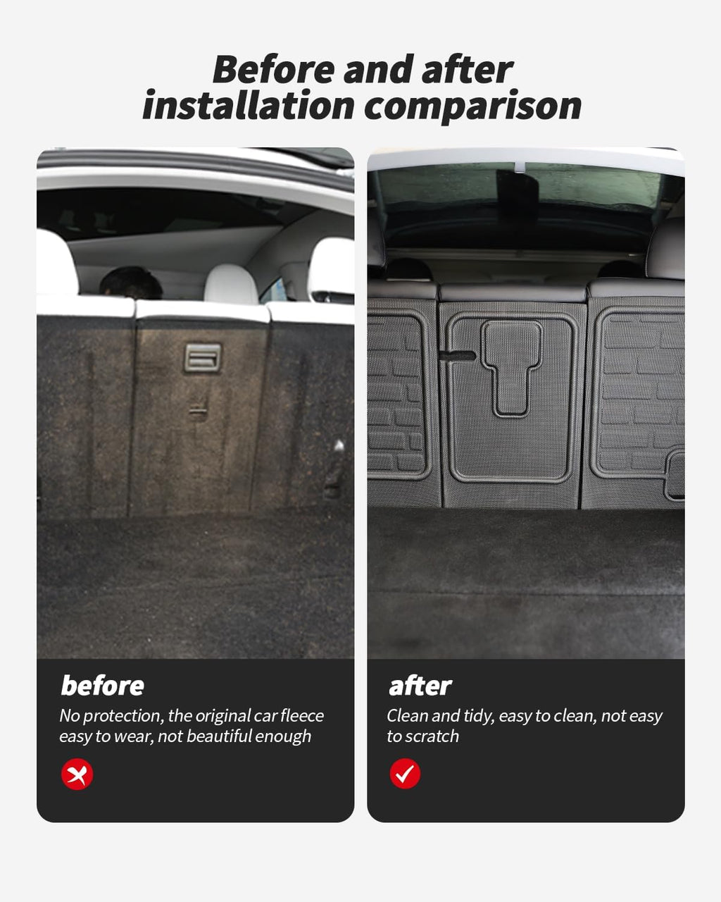 Tesla Model Y 3D Rear 2nd Row Seatback Protectors, Anti-Kick, XPE Brick Style, 2020-2024