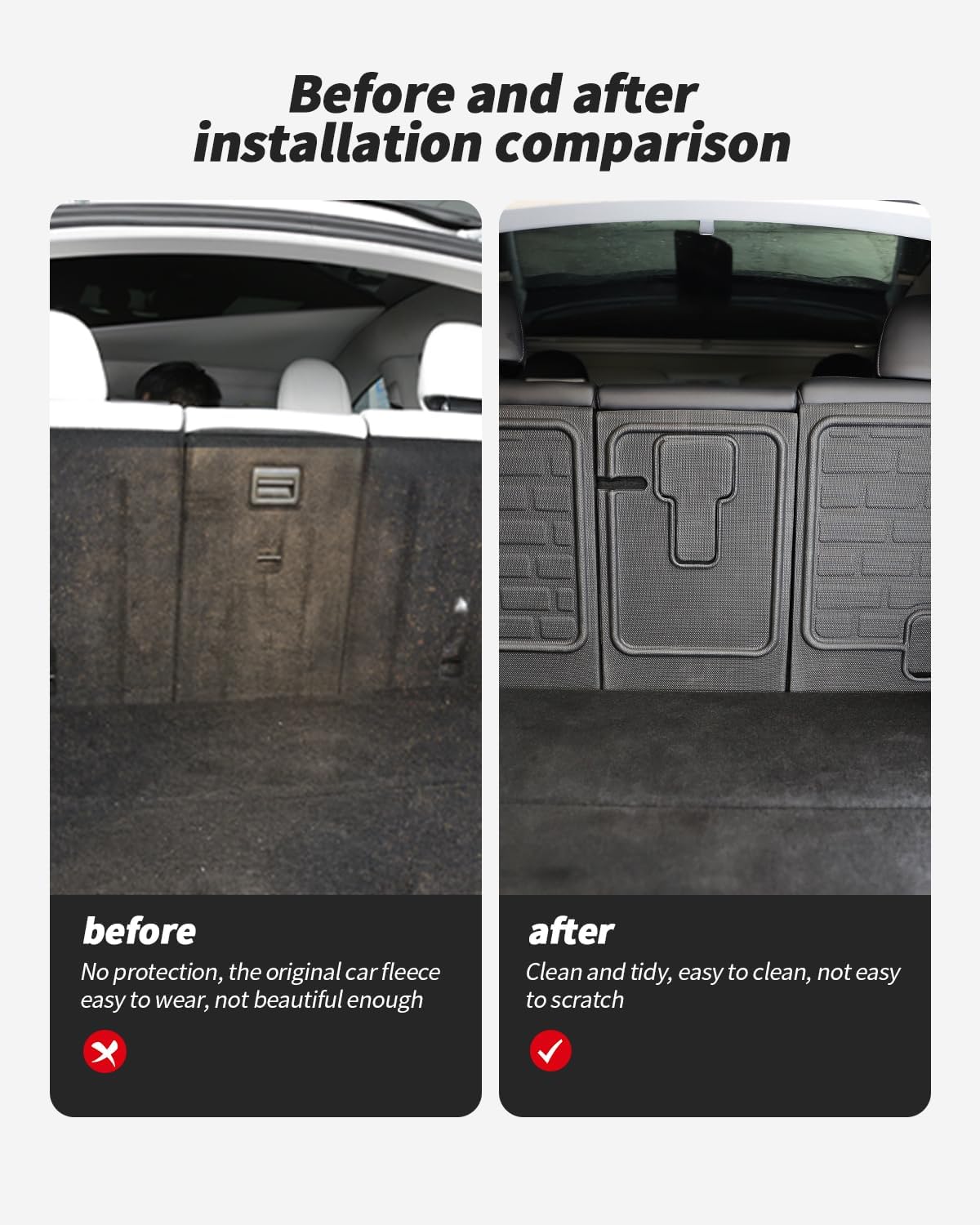 Tesla Model Y 3D Rear 2nd Row Seatback Protectors, Anti-Kick, XPE Brick Style, 2020-2024