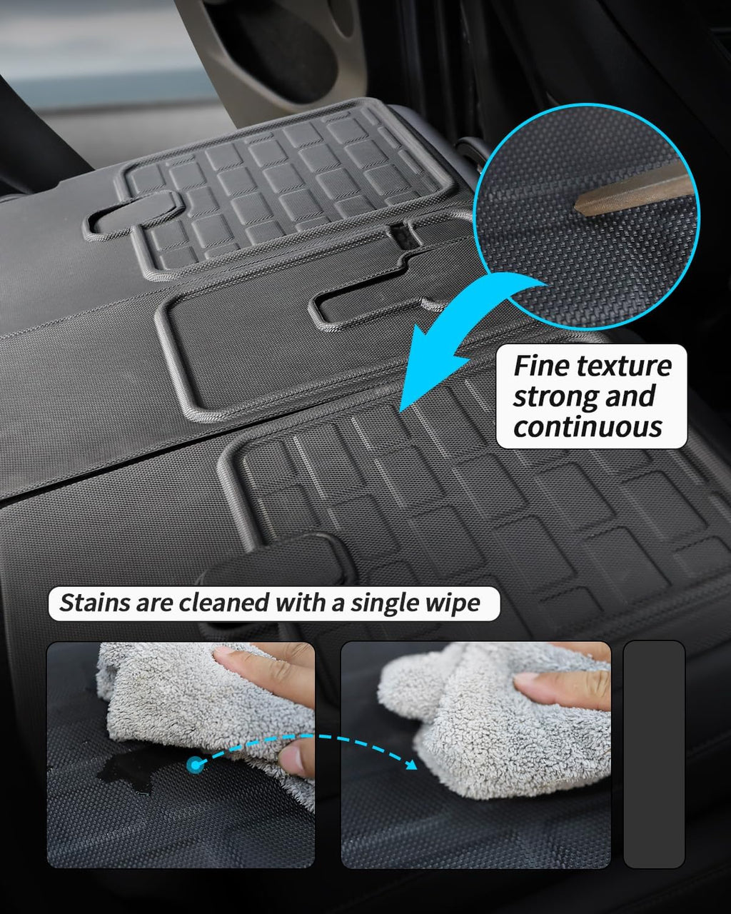 Tesla Model Y 3D Rear 2nd Row Seatback Protectors, Anti-Kick, XPE Brick Style, 2020-2024
