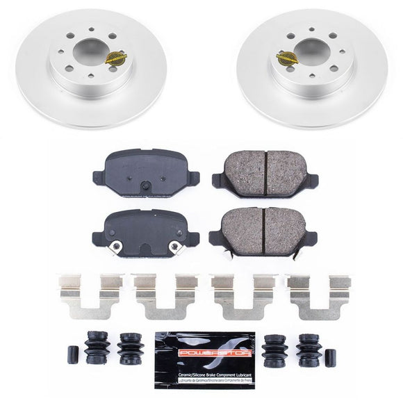 Fiat 500E PowerStop Z23 Geomet High Carbon Rear Rotor and Carbon Fiber Pad Kit, 2013-2019