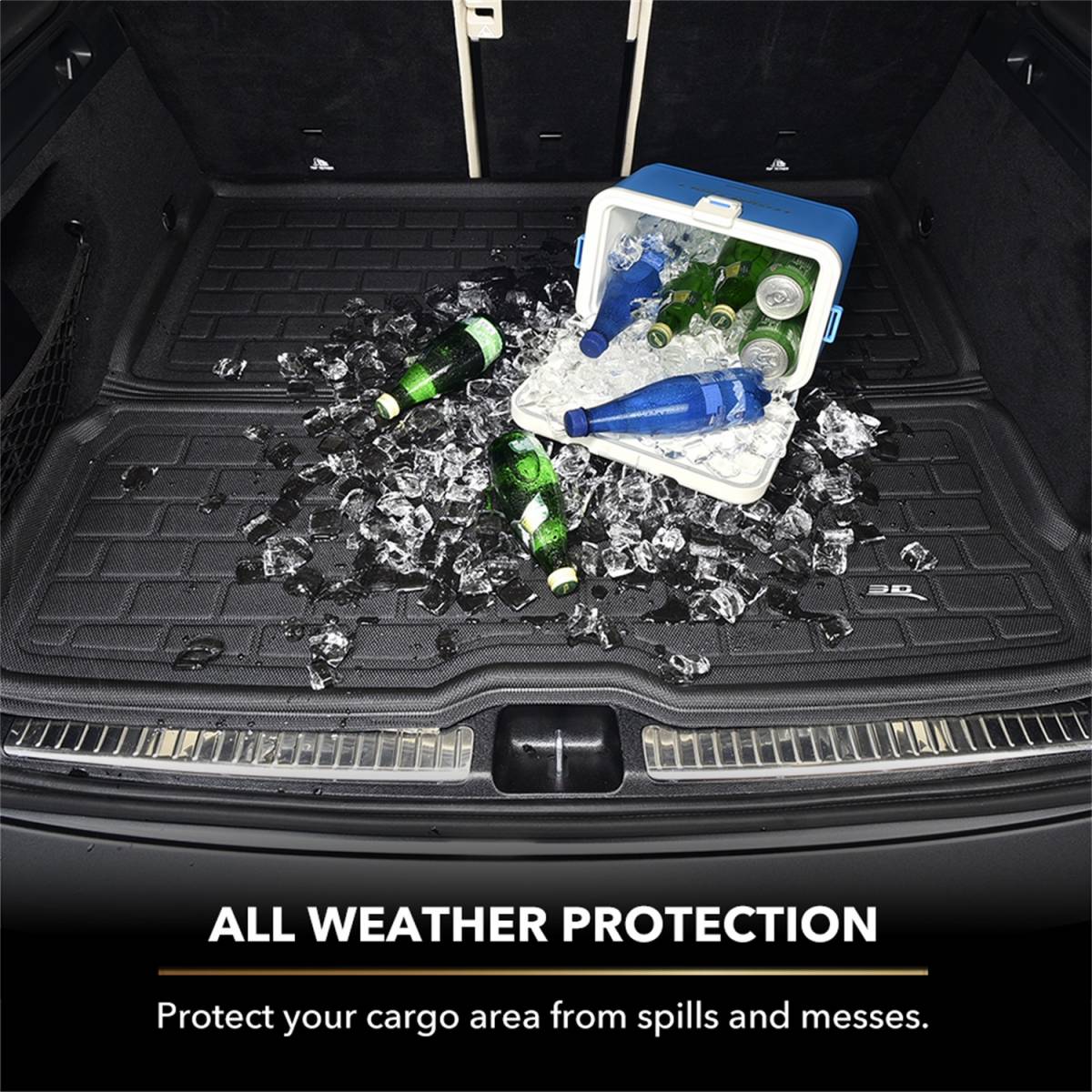 Tesla Model 3 3D MAXpider Rear Lower Kagu Cargo Liner, Black, 2018-2021