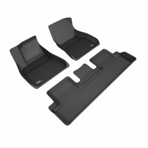 Tesla Model 3 Front & Rear Floor Mats, 3D MAXpider KAGU, Black, 2020-2023