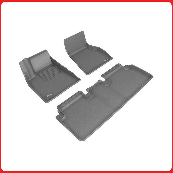 Tesla Model X 3D MAXpider X Kagu Front & Rear Floor Mats, Gray, 2015-2020