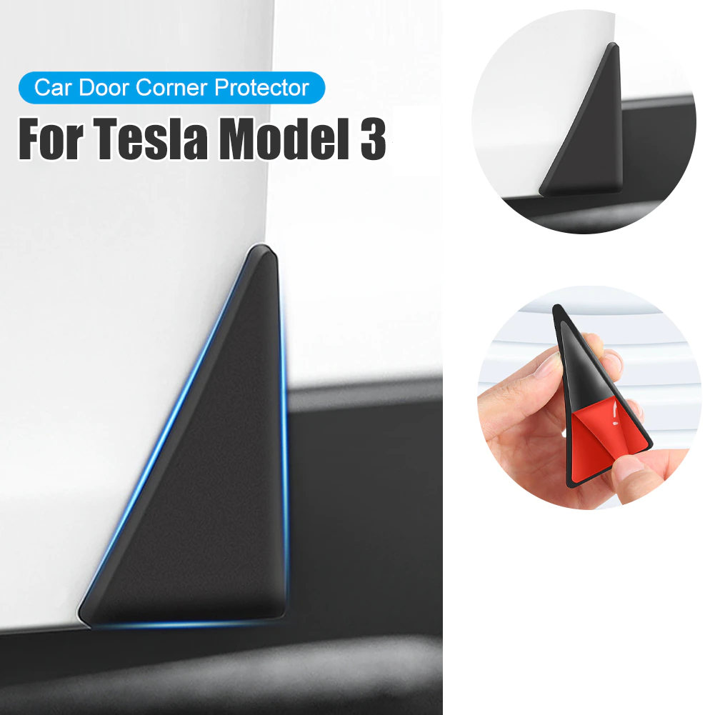 Tesla Model 3 Front Door Edge Corner Guards, Silicone, 2017-2023