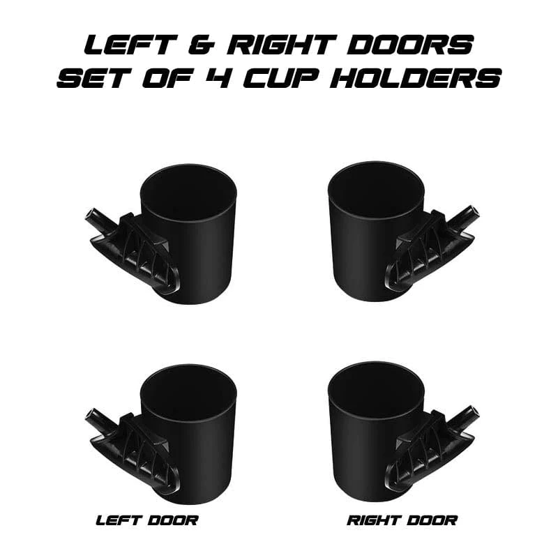 Tesla Model 3, Y Side Door Cup Holder Set, Front and Rear 4-Piece, 2017-2023