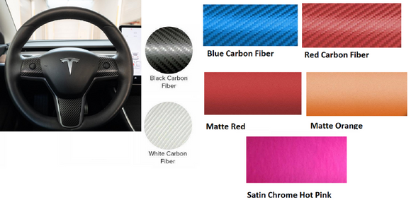 Tesla Model 3 ,Y, Steering Wheel Trim Vinyl Wrap Cover Decals, Many Colors