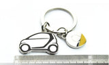 Smart Car Fortwo Stainless Steel Keychain with Key Ring, Double Sided