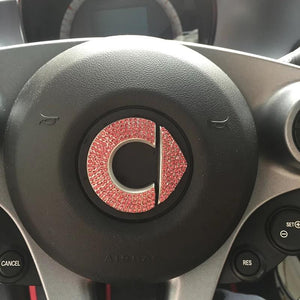 SMART CAR Fortwo Steering Wheel Emblem Decal Pink Crystal Bling
