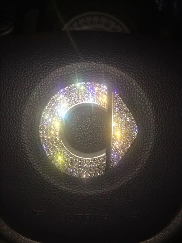 SMART CAR Fortwo Steering Wheel Emblem Decal Silver Crystal Bling

