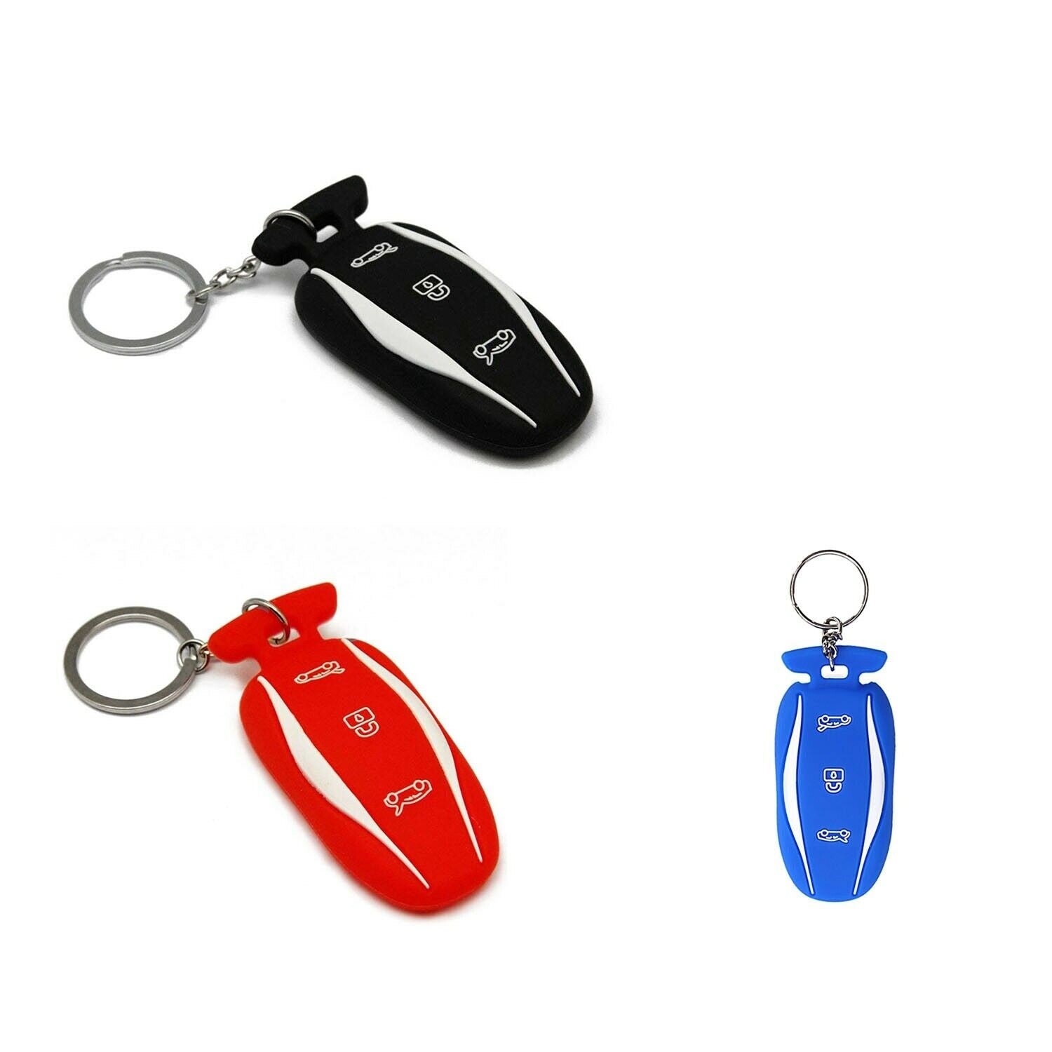 Tesla Model S, 3, Y Silicone Key Ring Fob Case Pocket, Many Colors