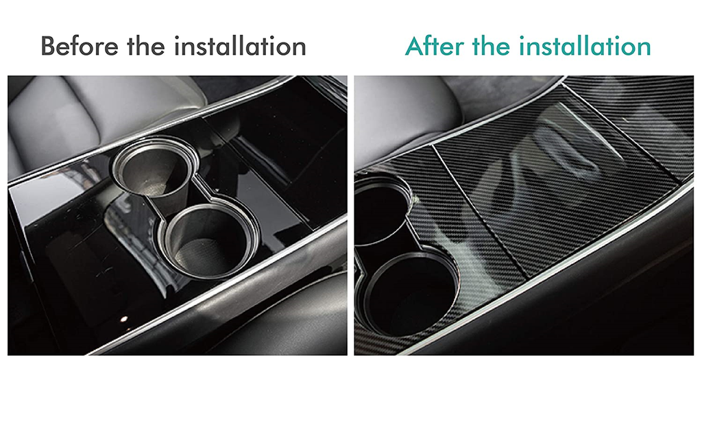 Tesla Model 3, Y Matte Carbon Fiber ABS Center Console Cover Kit, 2017-2020