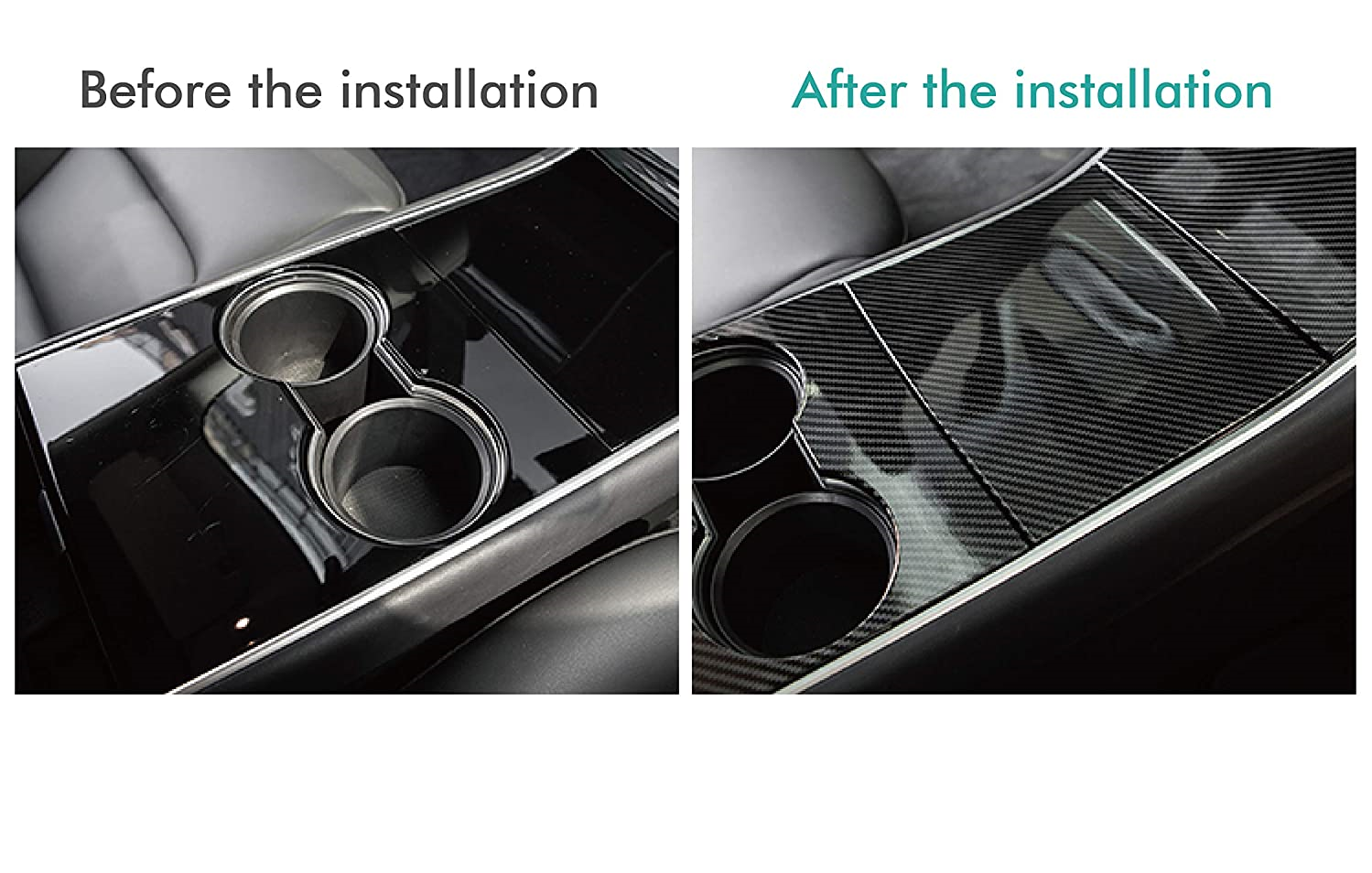 Tesla Model 3, Y Matte Carbon Fiber ABS Center Console Cover Kit, 2017-2020