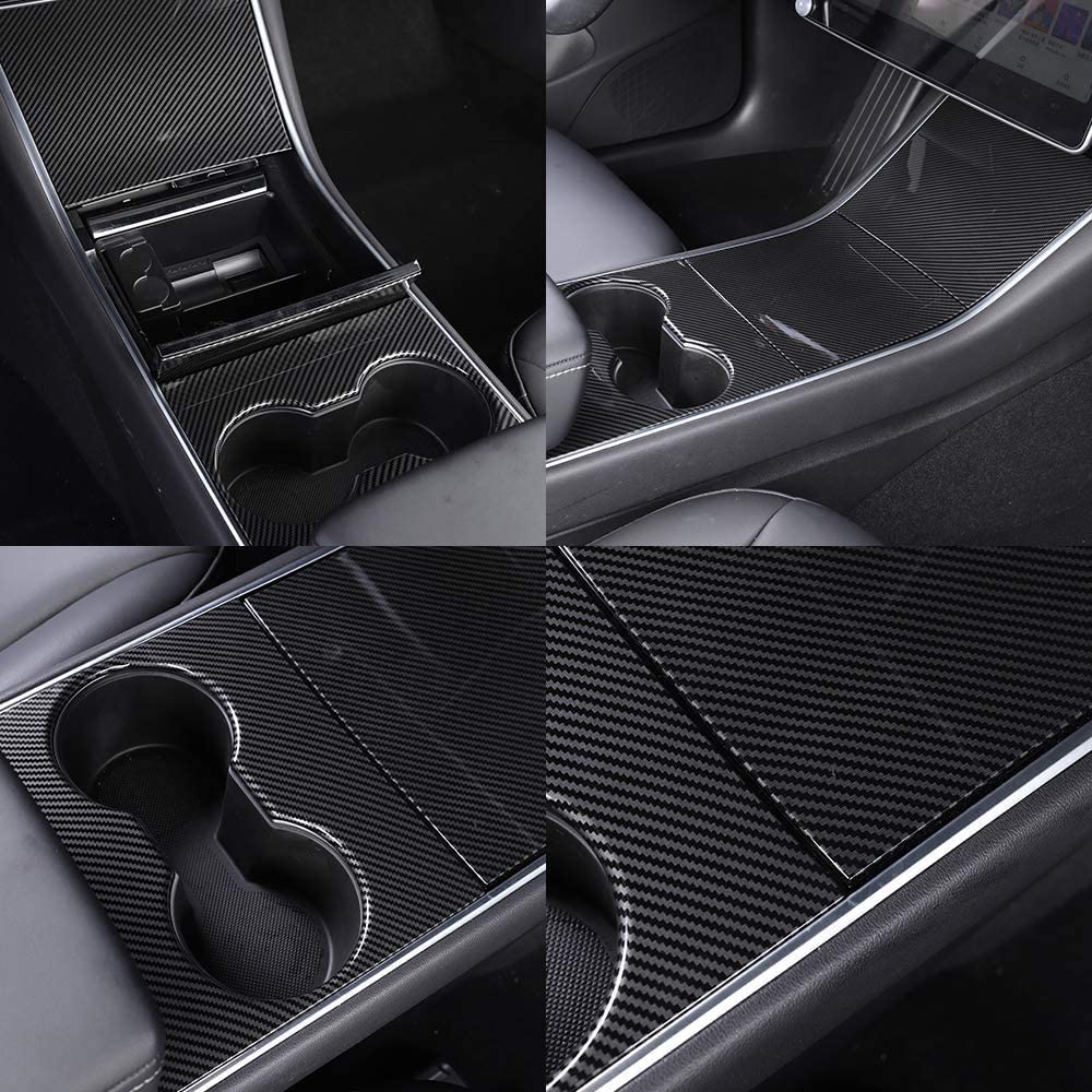 Tesla Model 3, Y Matte Carbon Fiber ABS Center Console Cover Kit, 2017-2020