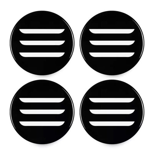 Tesla Model 3 Wheel Cap Kit, White Stripes, Matte Black Lug Cap Covers, 2017-2023
