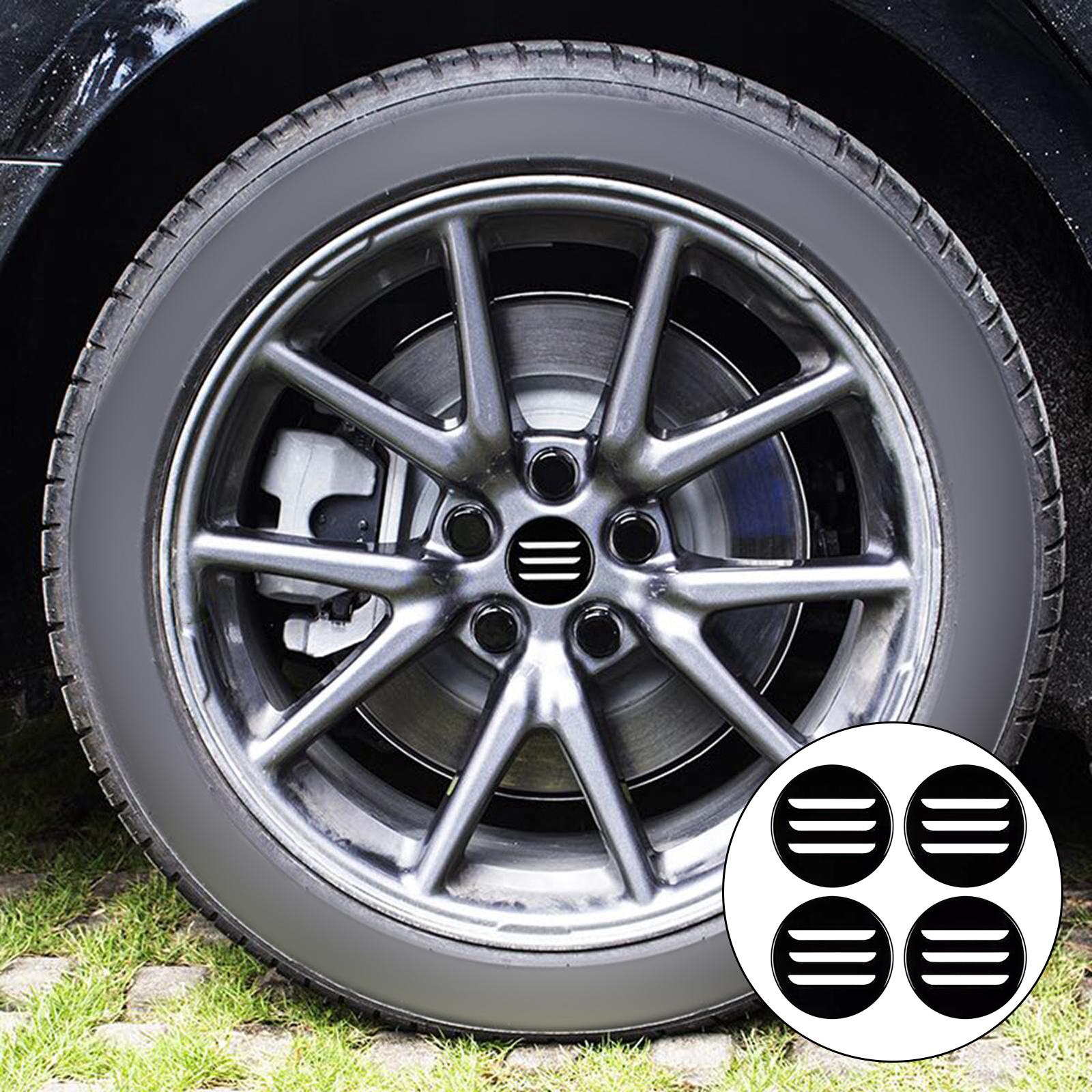Tesla Model 3 Wheel Cap Kit, White Stripes, Matte Black Lug Cap Covers, 2017-2023
