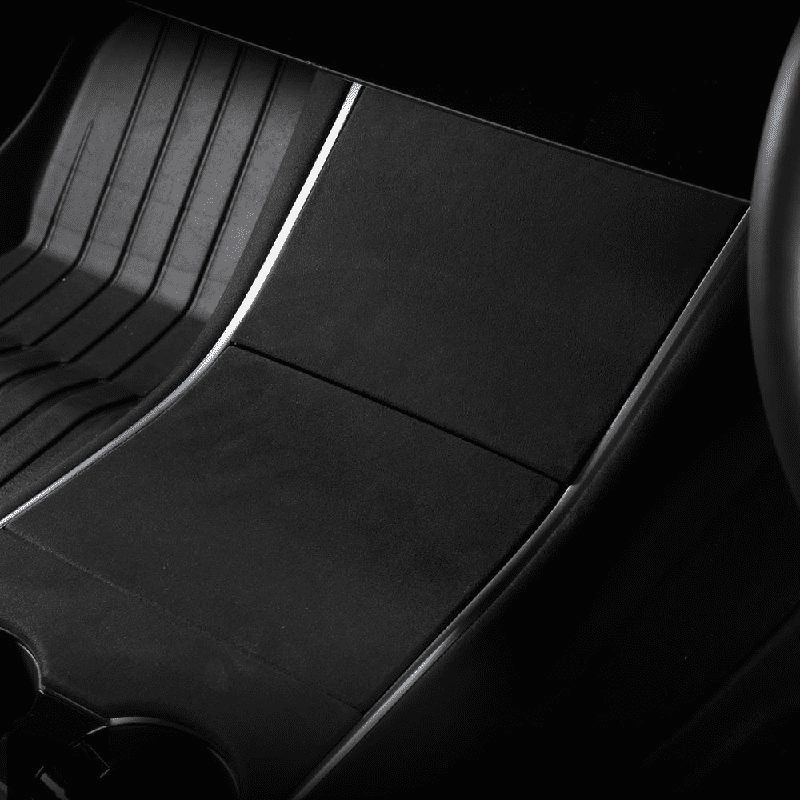 Tesla Model 3, Y Alcantara Dark Grey Suede ABS Center Console Cover Kit, 2017-2020