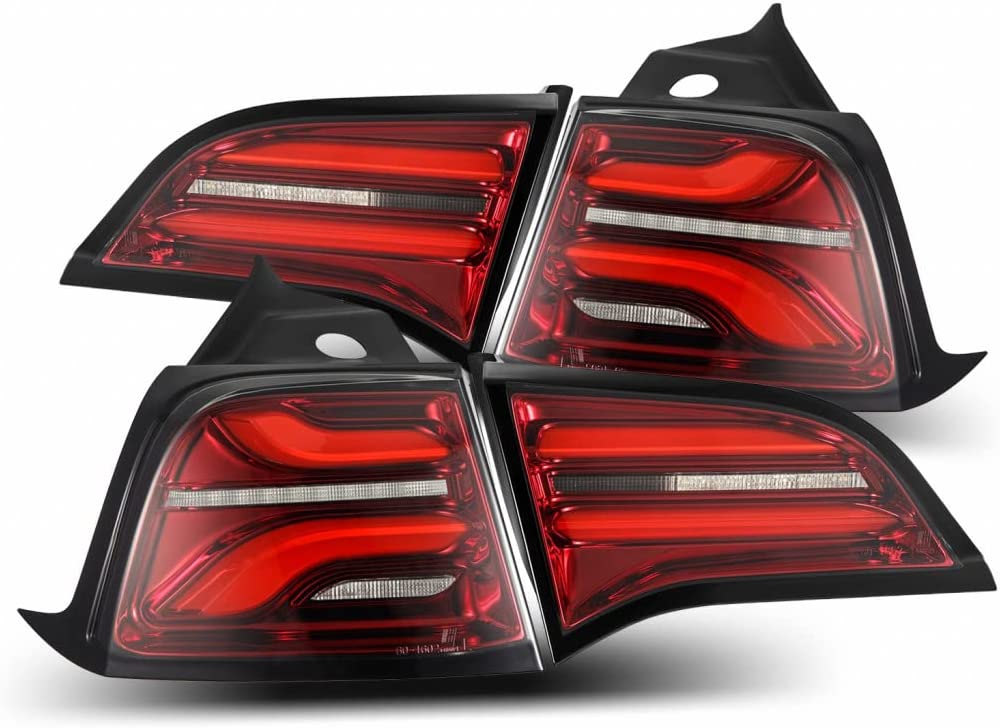 Tesla Model Y AlphaRex PRO-Series LED Taillights Red Smoke w/Seq Sig, 2020-2022