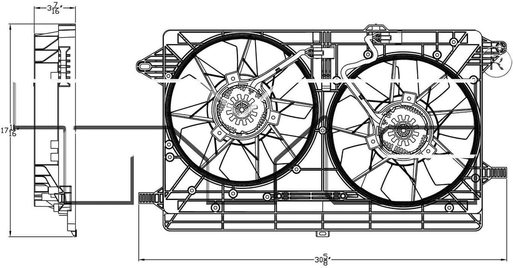 Chevy Volt Dual Radiator and Condenser Fan Assembly, 2011-2015