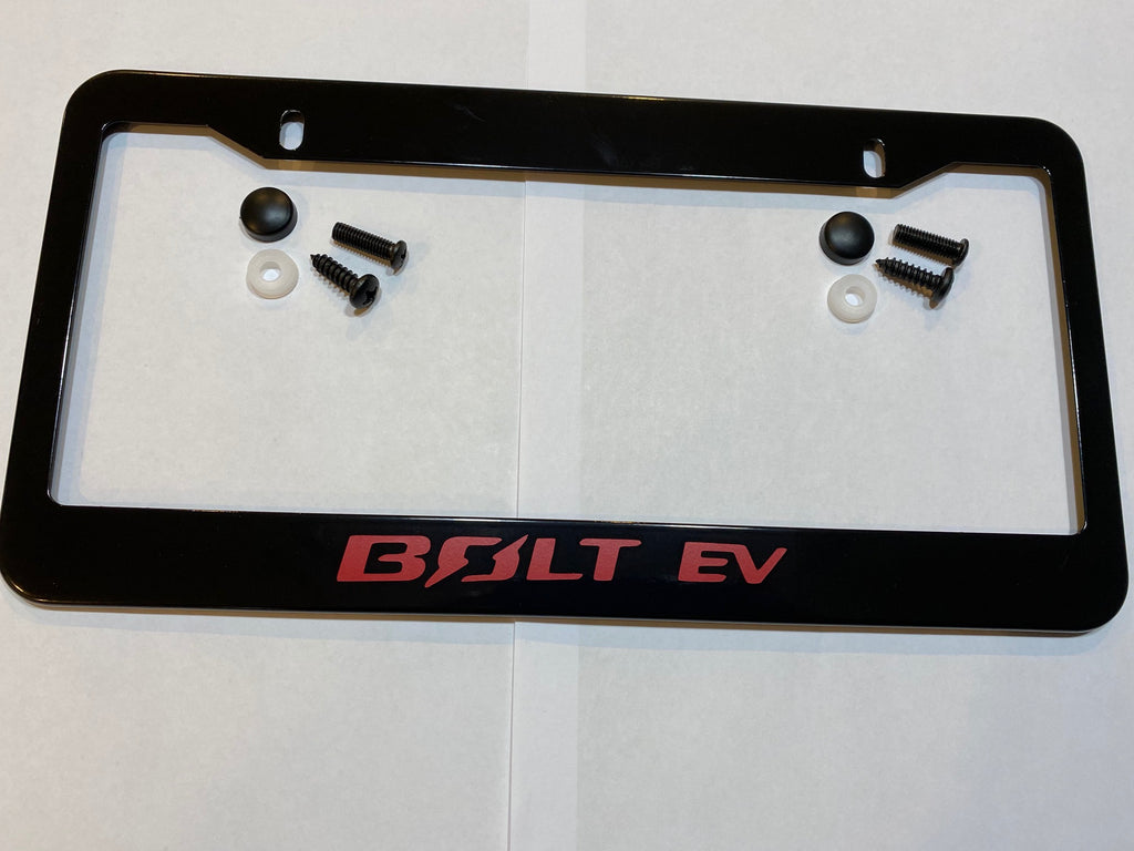 Chevy Bolt EV Black Steel License Plate Frame W/ Logo